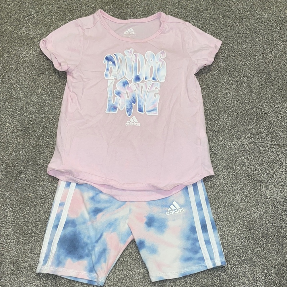 Adidas girls matching tshirt & short set
